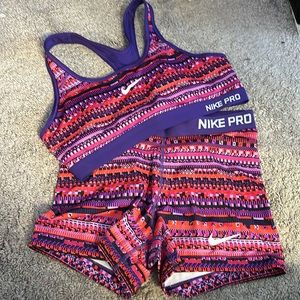 Nike Pro bra and shorts set